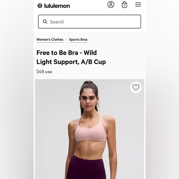 NWT Lululemon Sports Bra - “Free to Be Bra - Wild” Size 4 - Picture 1 of 6